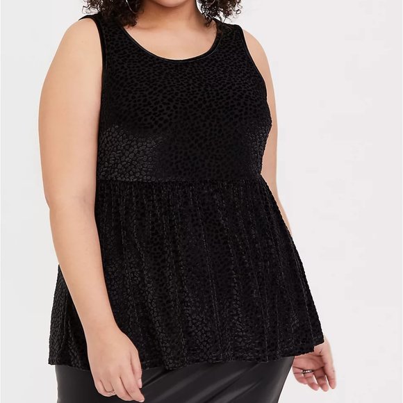 Torrid 00/1/4/5X Top Black Leopard Burnout Velvet